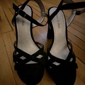 Black Size 5 Shoes Sandals Wedges Heels